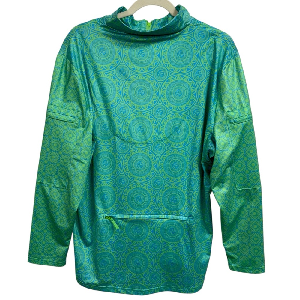 Gretchen Scott St Lawrence Half Zip Pullover Turq Kelly Medallion XL - Picture 4 of 16